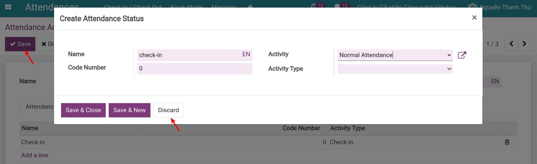 Save Attendance Activity