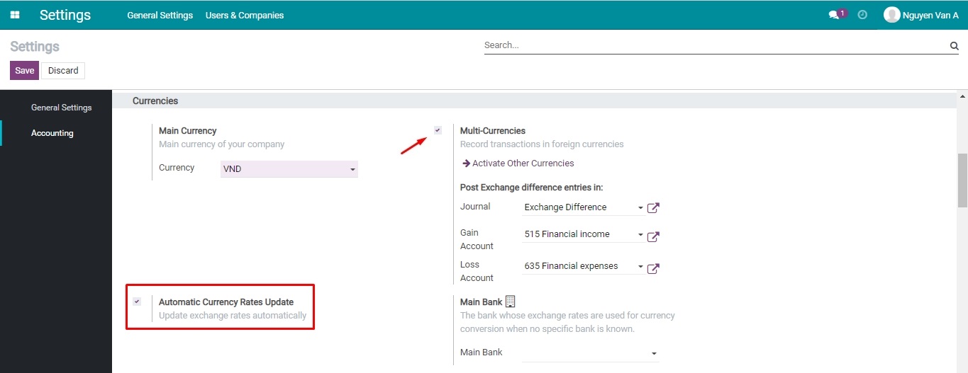 Automatic update exchange rates Viindoo