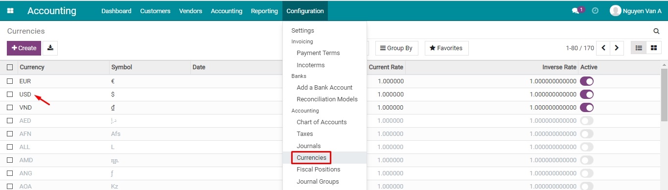 Select a currency to update the exchange rate Viindoo