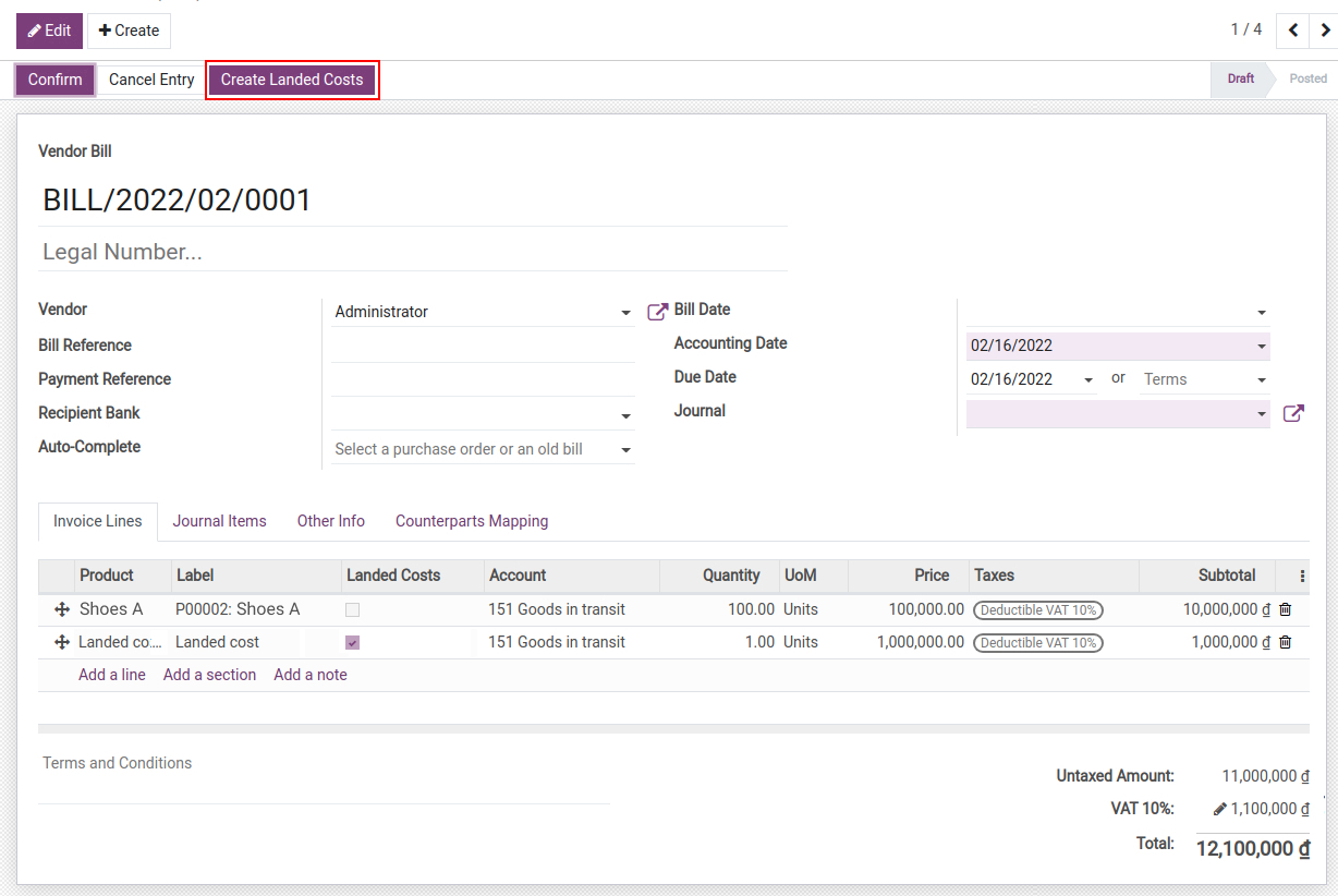 Bill of product