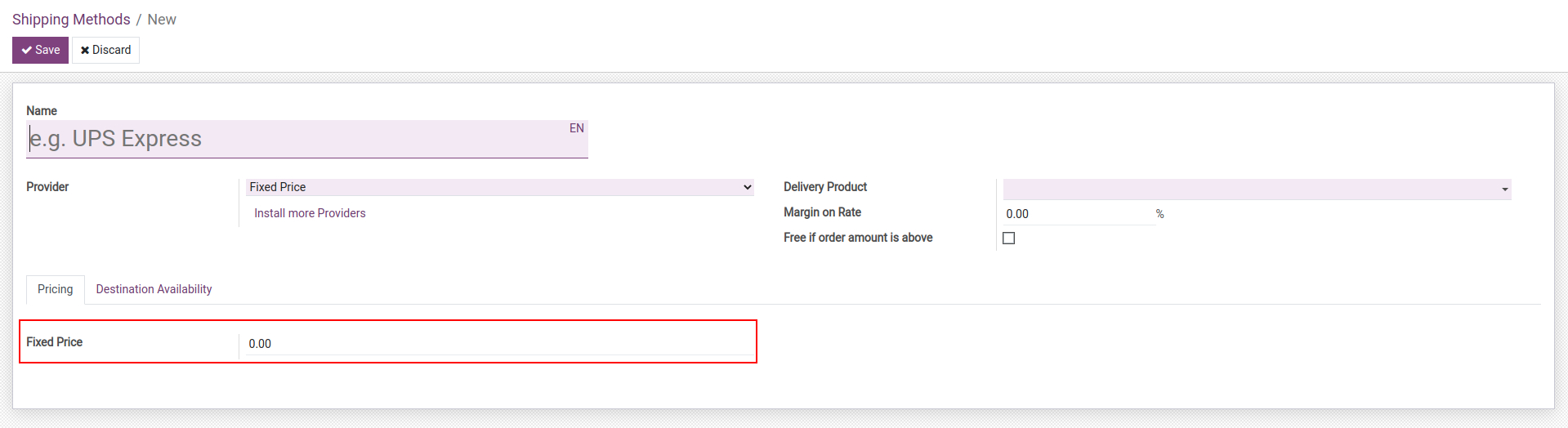 Configure fixed delivery price in Viindoo Inventory app