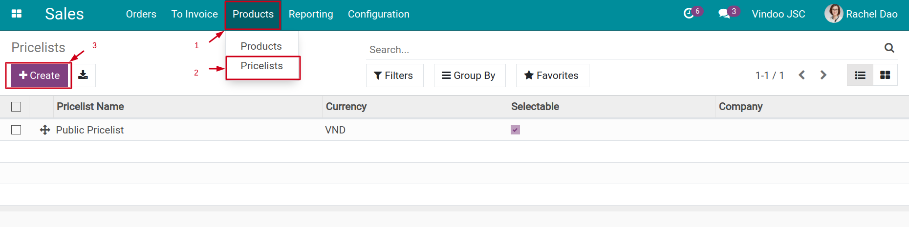 Create a new pricelist in Viindoo