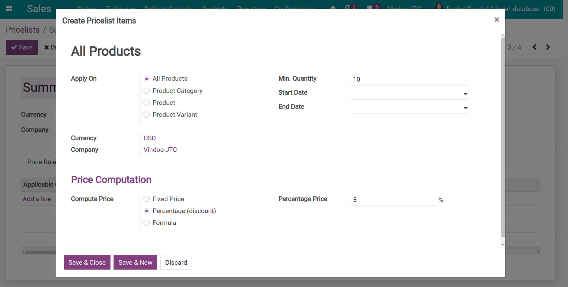 Create a discount pricelist