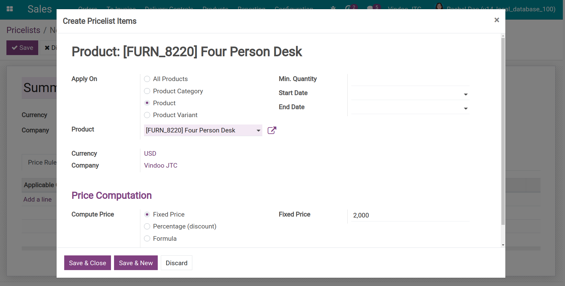 Create price rule with fixed price