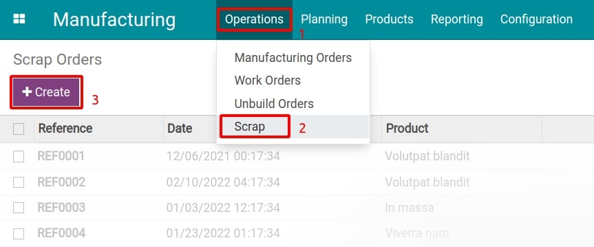 Make a scrap order manually