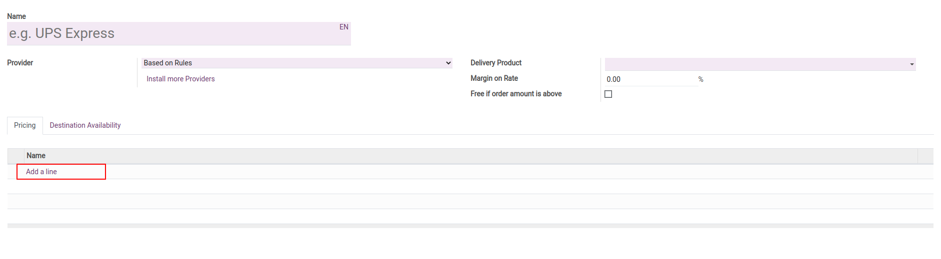Add a line for pricing rules in the Viindoo Inventory app