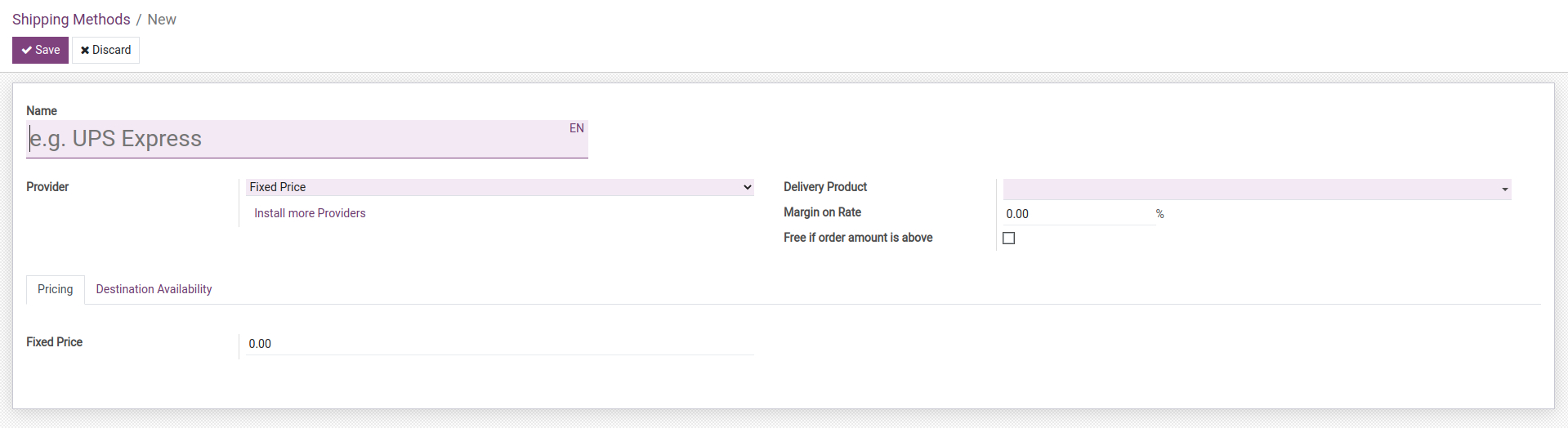 Configure shipping methods in the Viindoo Inventory management app