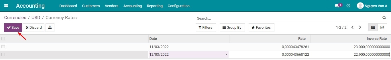 Manual update exchange rate Viindoo