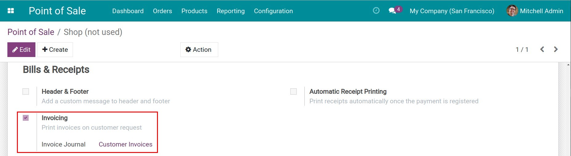 Invoicing feature activation