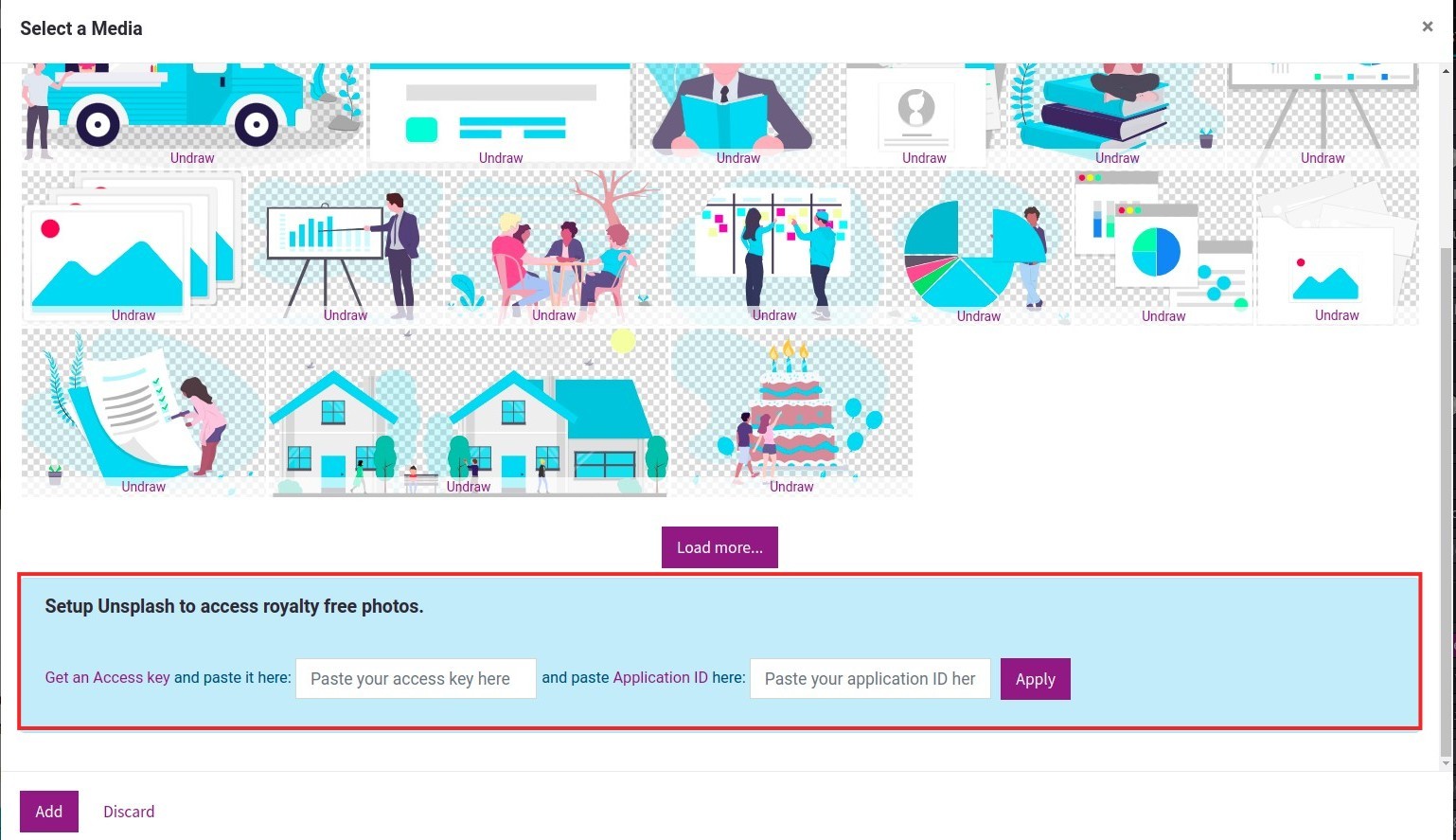 Unsplash require an access key and an application ID