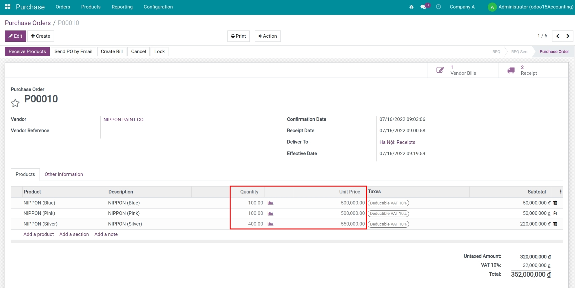 Purchase order - Viindoo Accounting