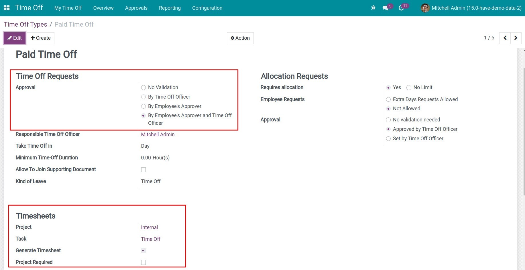 Configure Time Off Types which display in Calendar