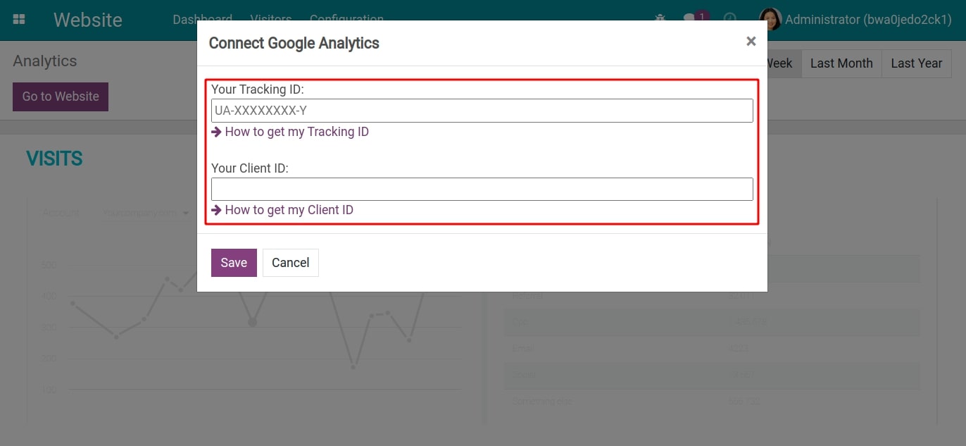 Asking Tracking ID and Client ID in Viindoo