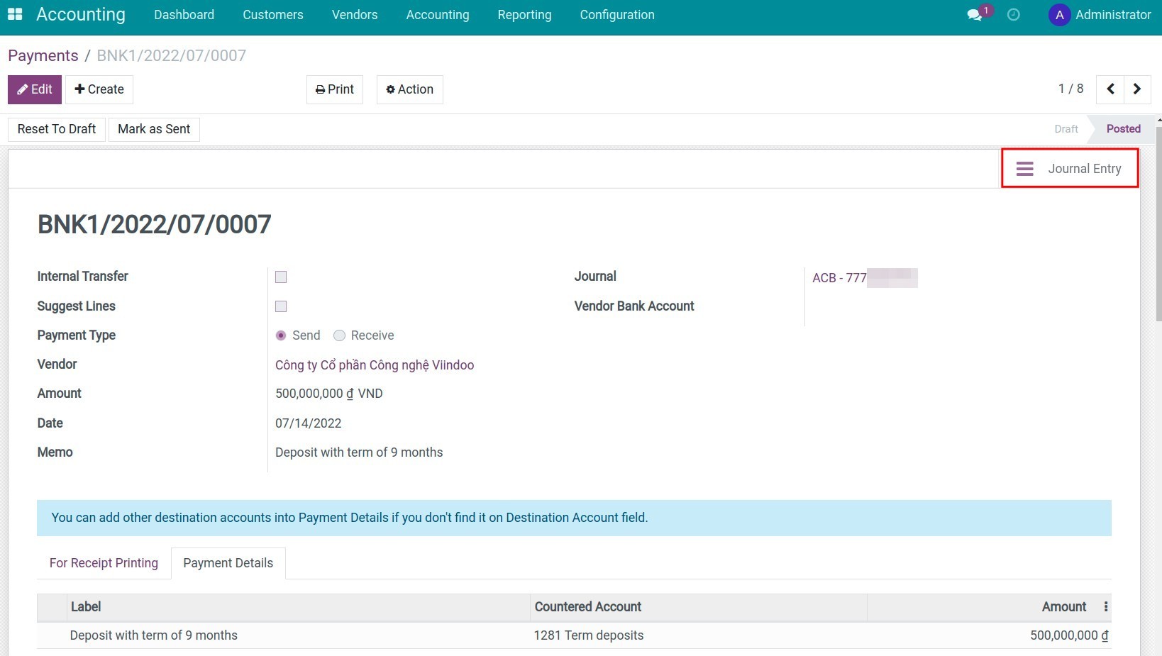 View journal entries in Viindoo
