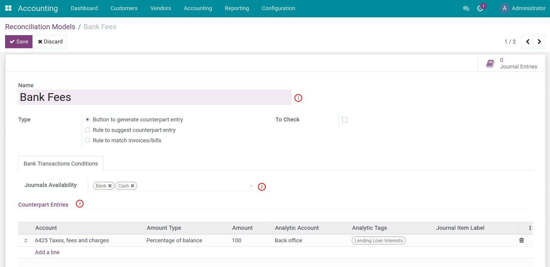 Configure reconciliation models in Viindoo