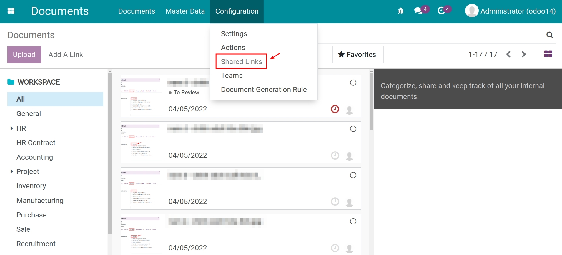 Access to shared links in Viindoo