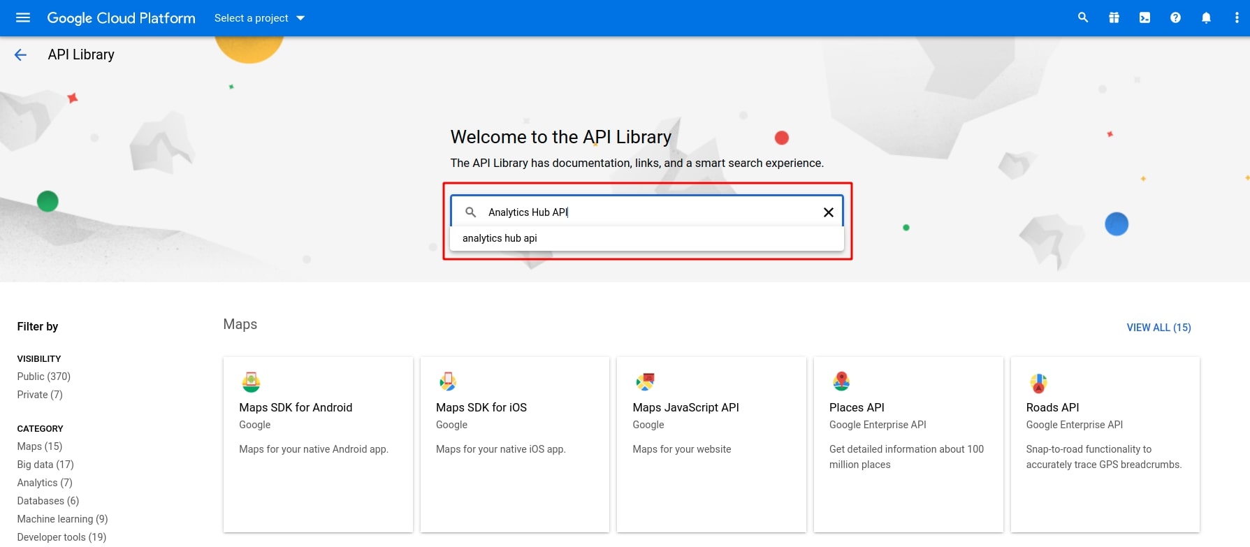 Search Analytics Hub API in Google APIs platform