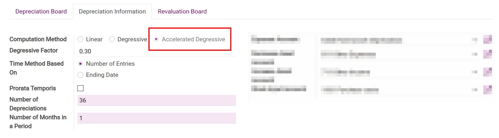 Edit Asset depreciation information in Viindoo