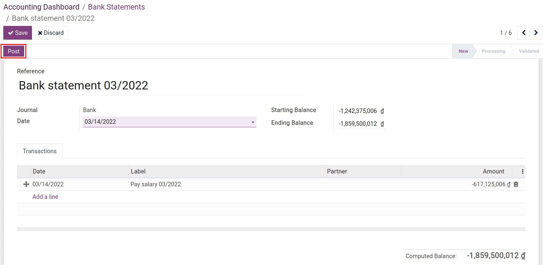 Salary payment reconcile - Viindoo Accounting
