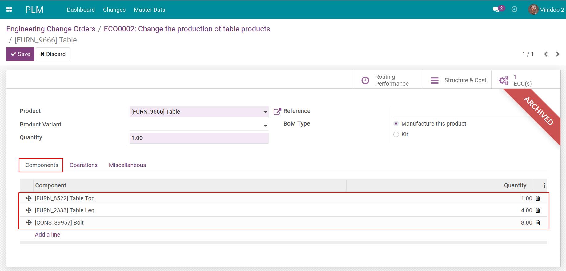 Change the BOM component