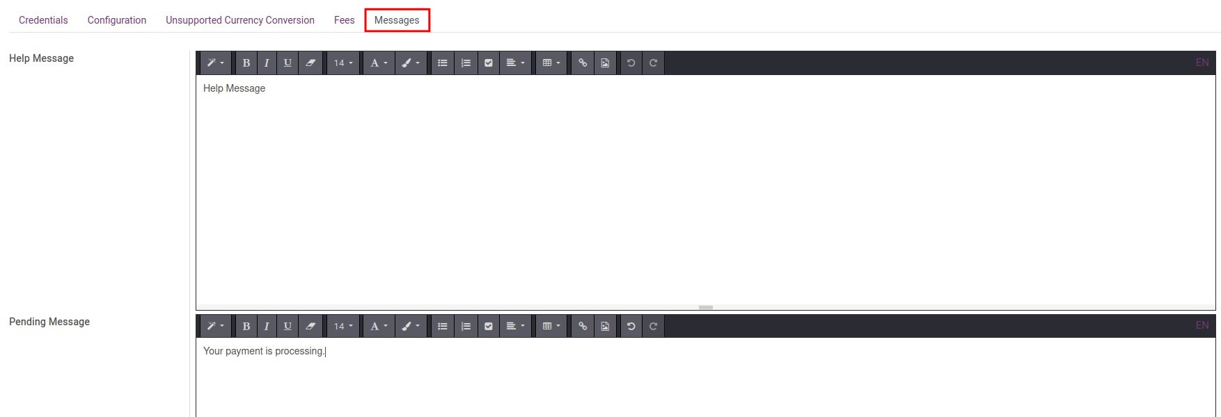 Message tab - Viindoo Accounting