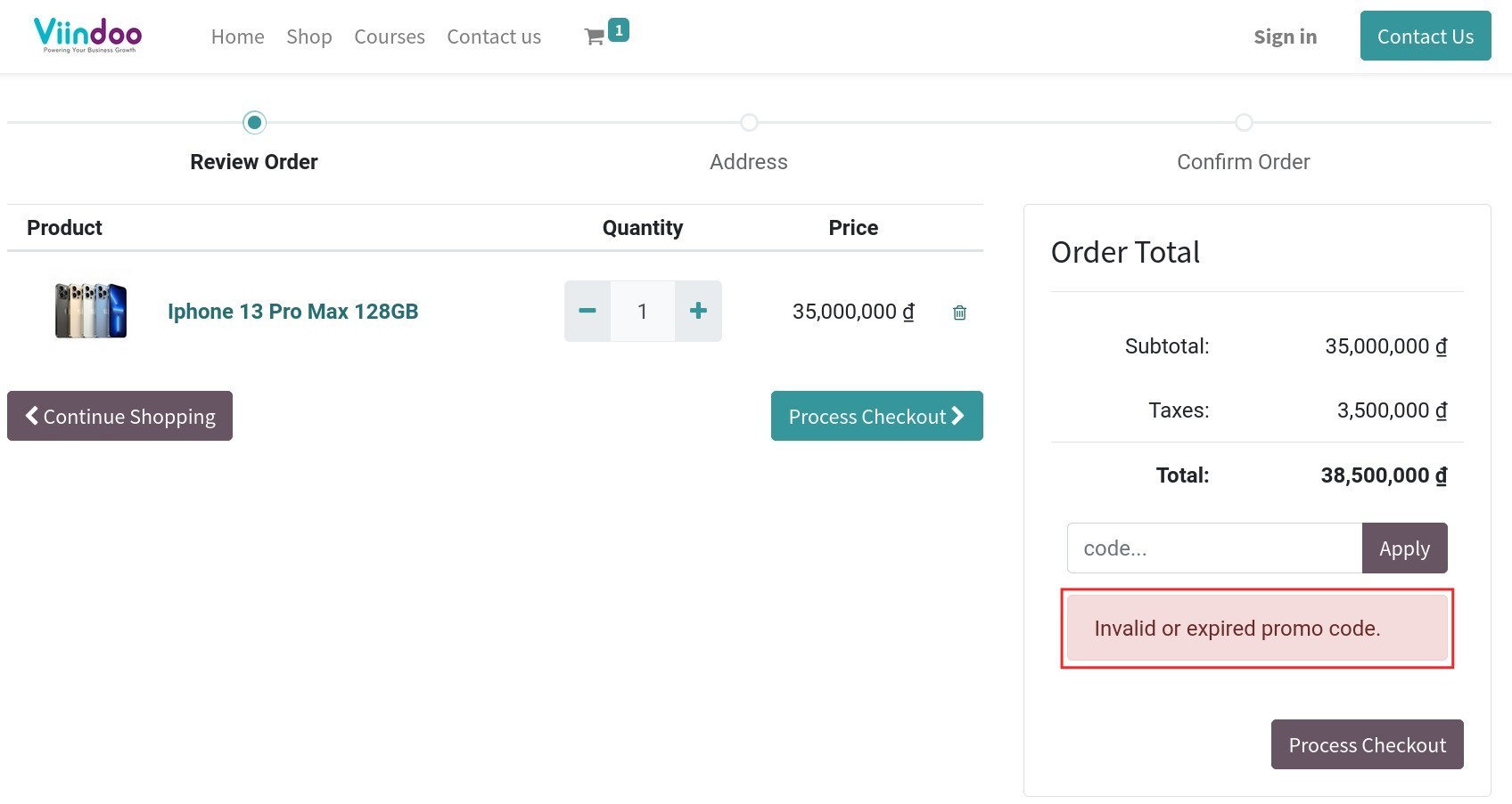 Apply an invalid code