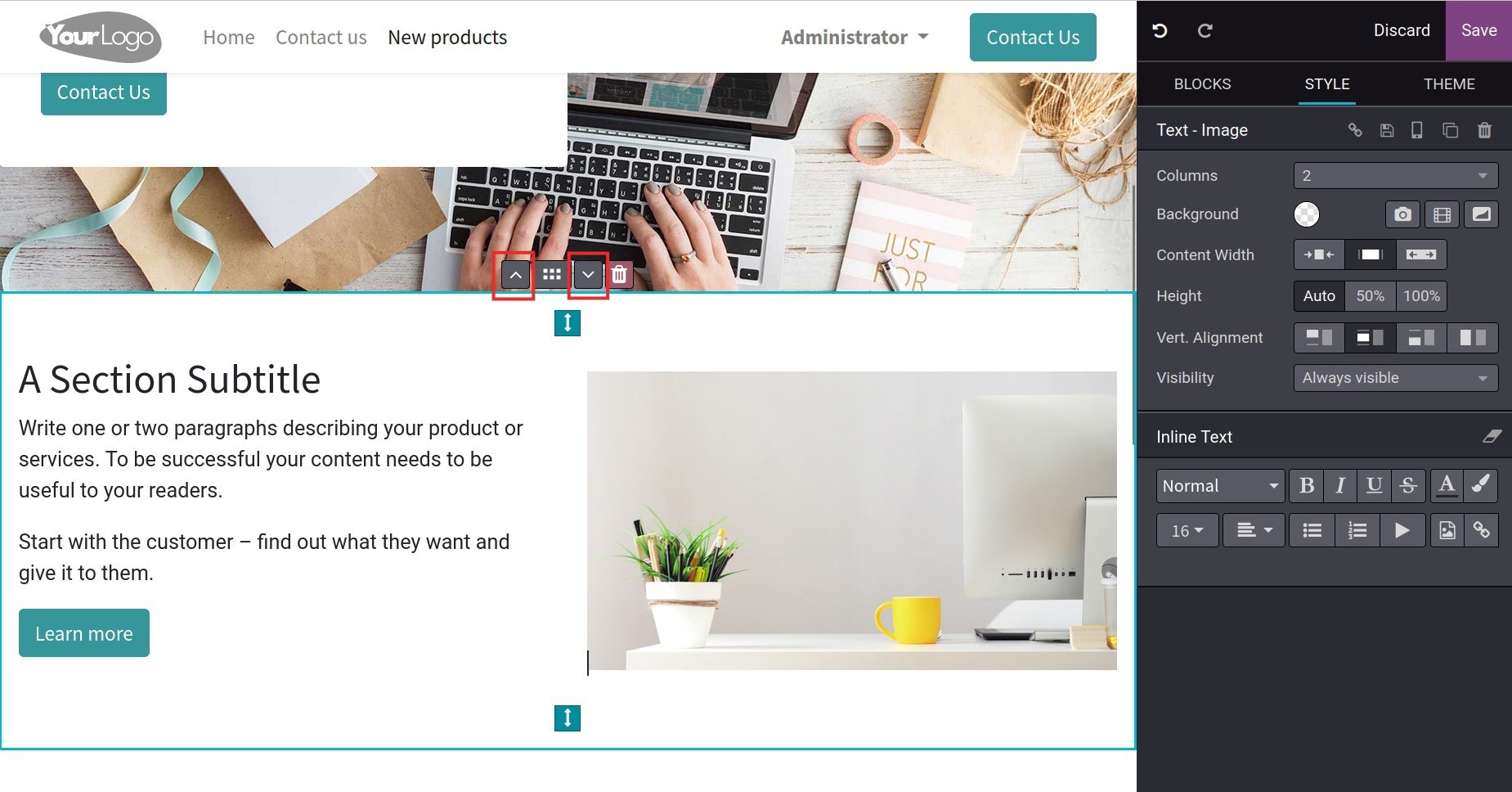 Move blocks in the arrow buttons' direction