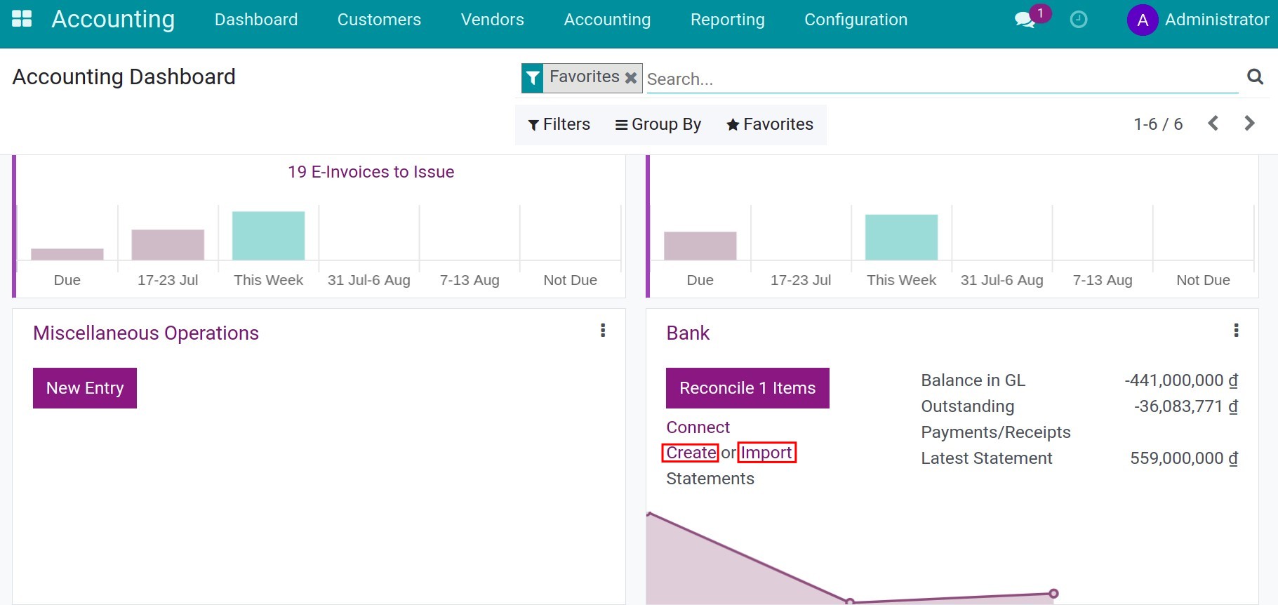 Choose bank journal for reconciliation Viindoo accounting app