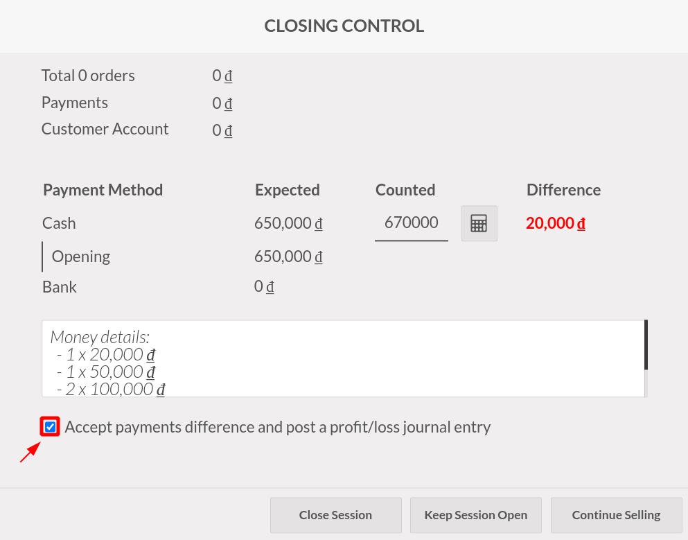 Accept payments difference in Viindoo PoS