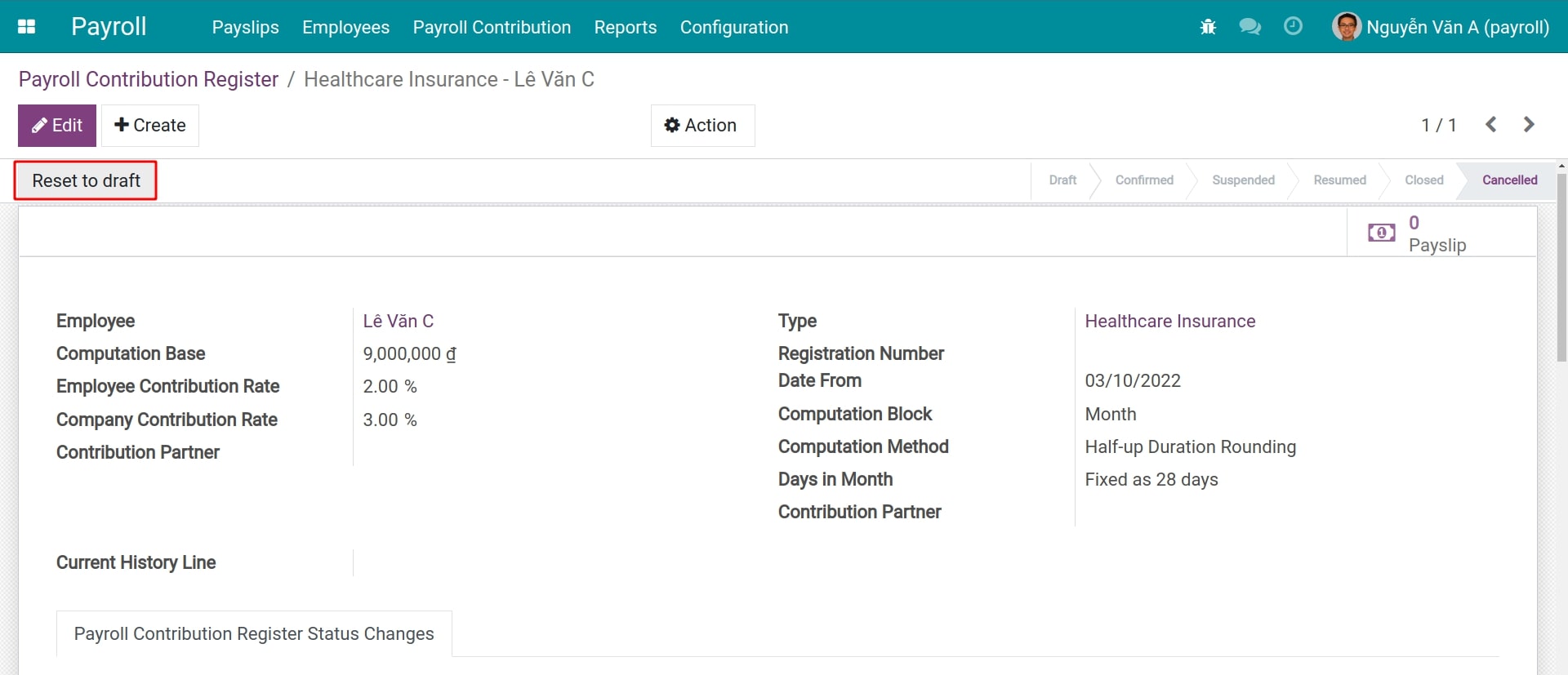 Reset a record to draft
