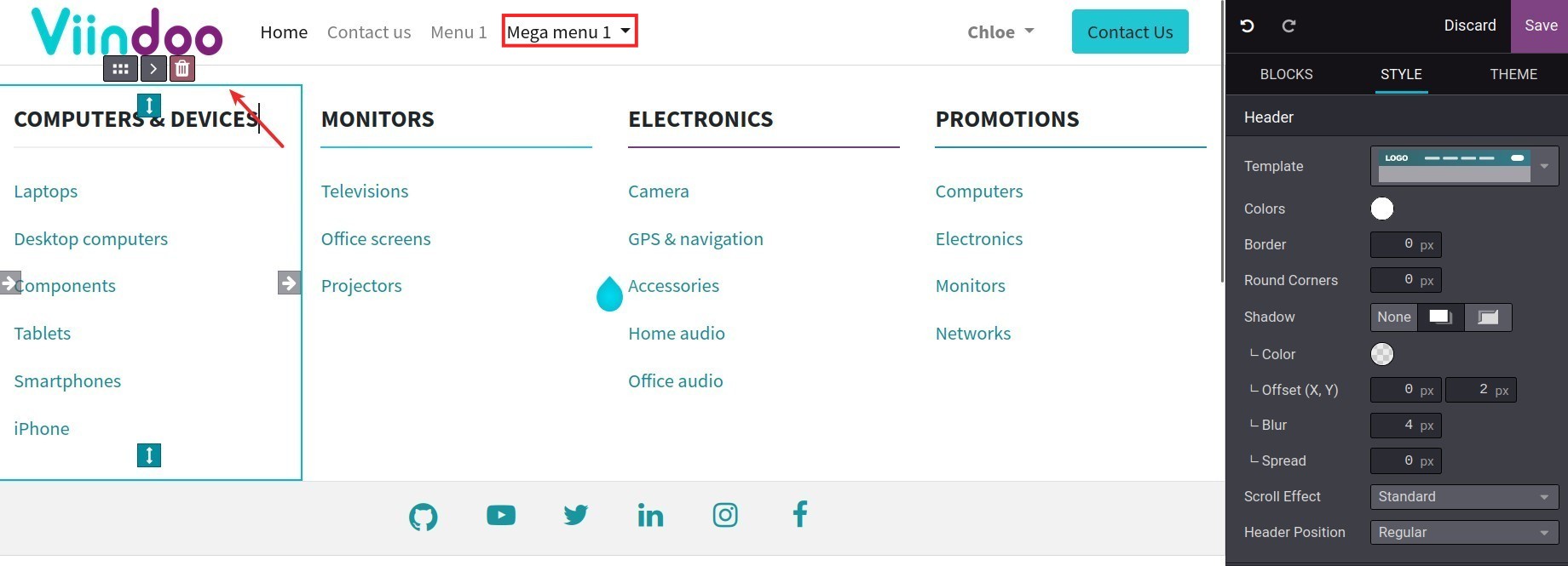 Edit the mega menu title