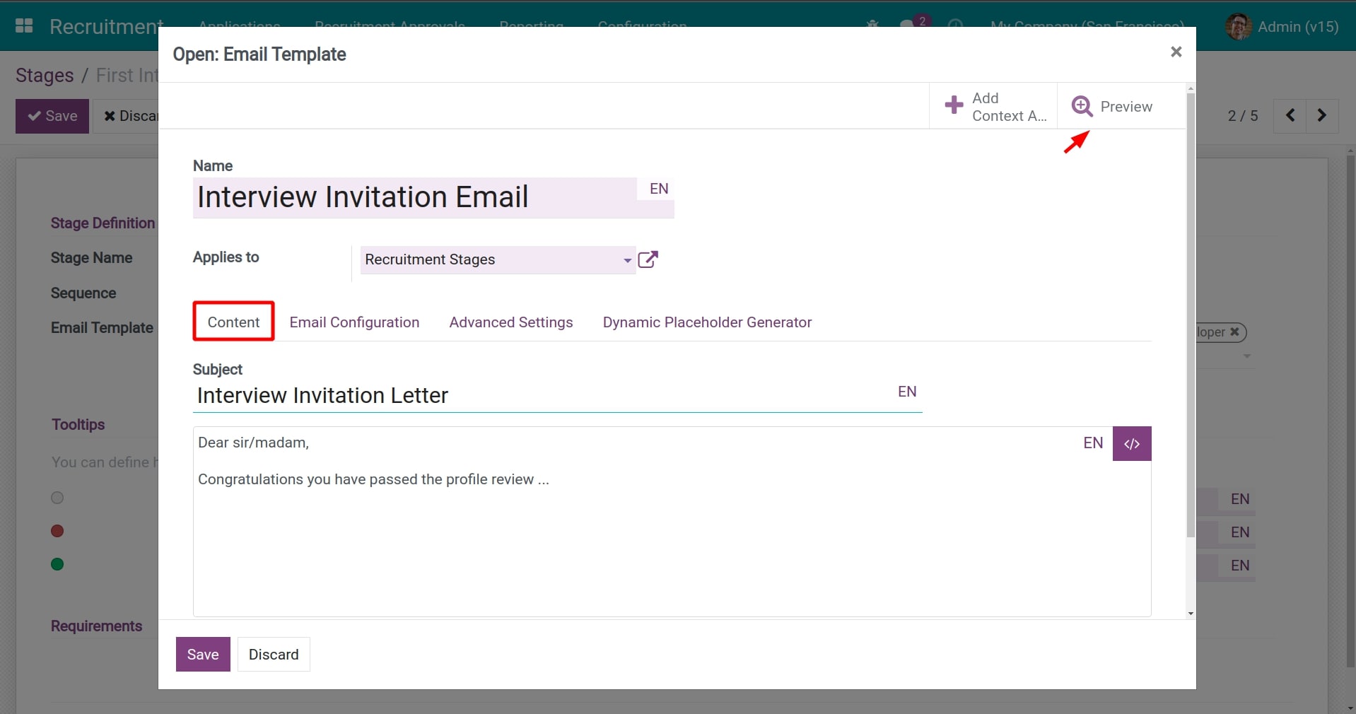 Create email templates - Content tab