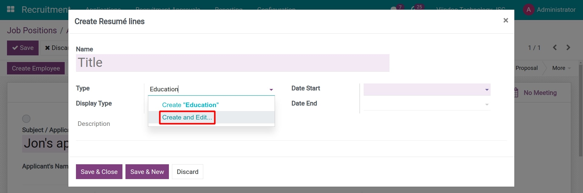 Create and Edit resumé