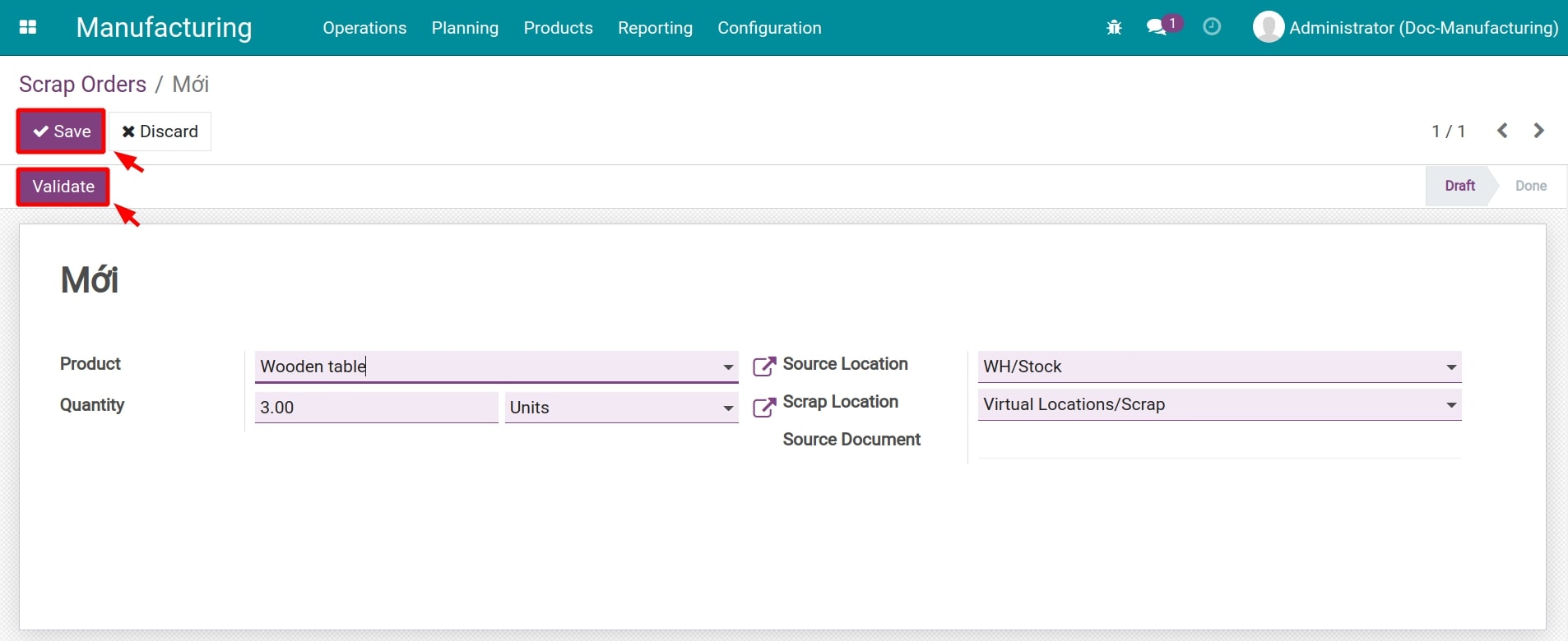 Information of Scrap orders
