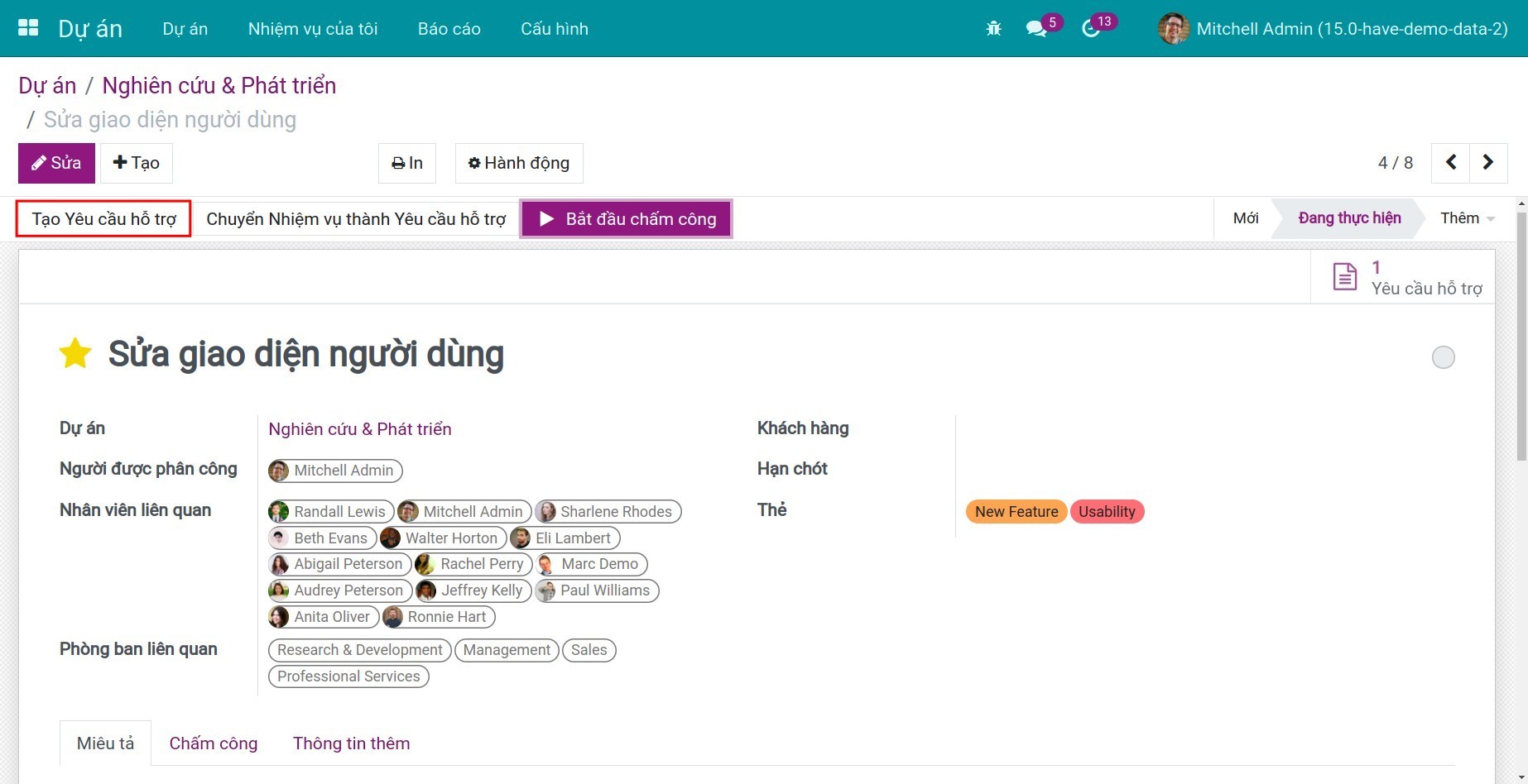 Chọn Tạo Yêu cầu hỗ trợ