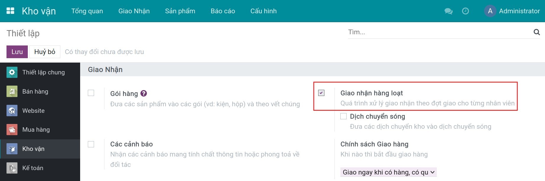 Kích hoạt tính năng