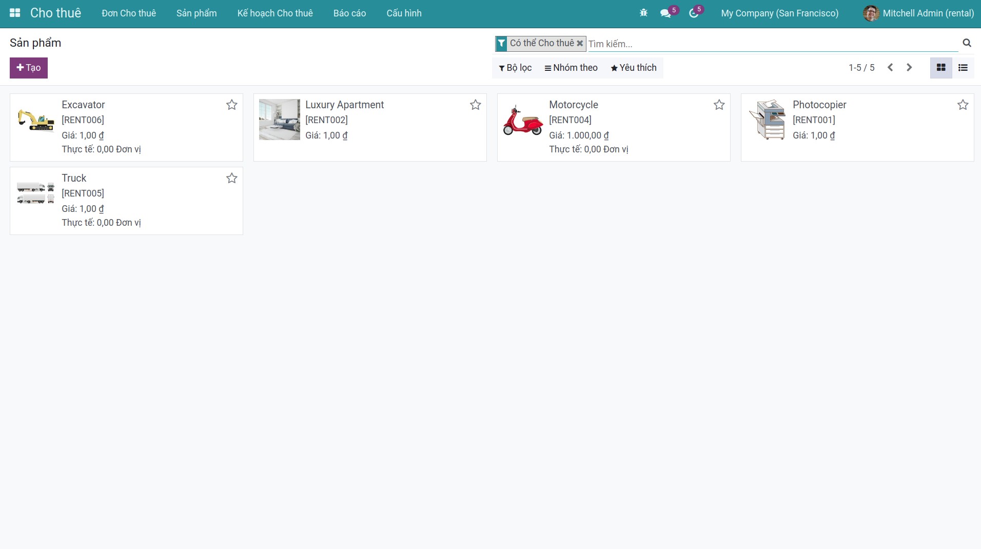Sản phẩm Cho thuê