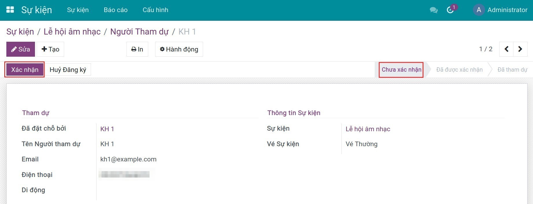 Xác nhận đăng ký