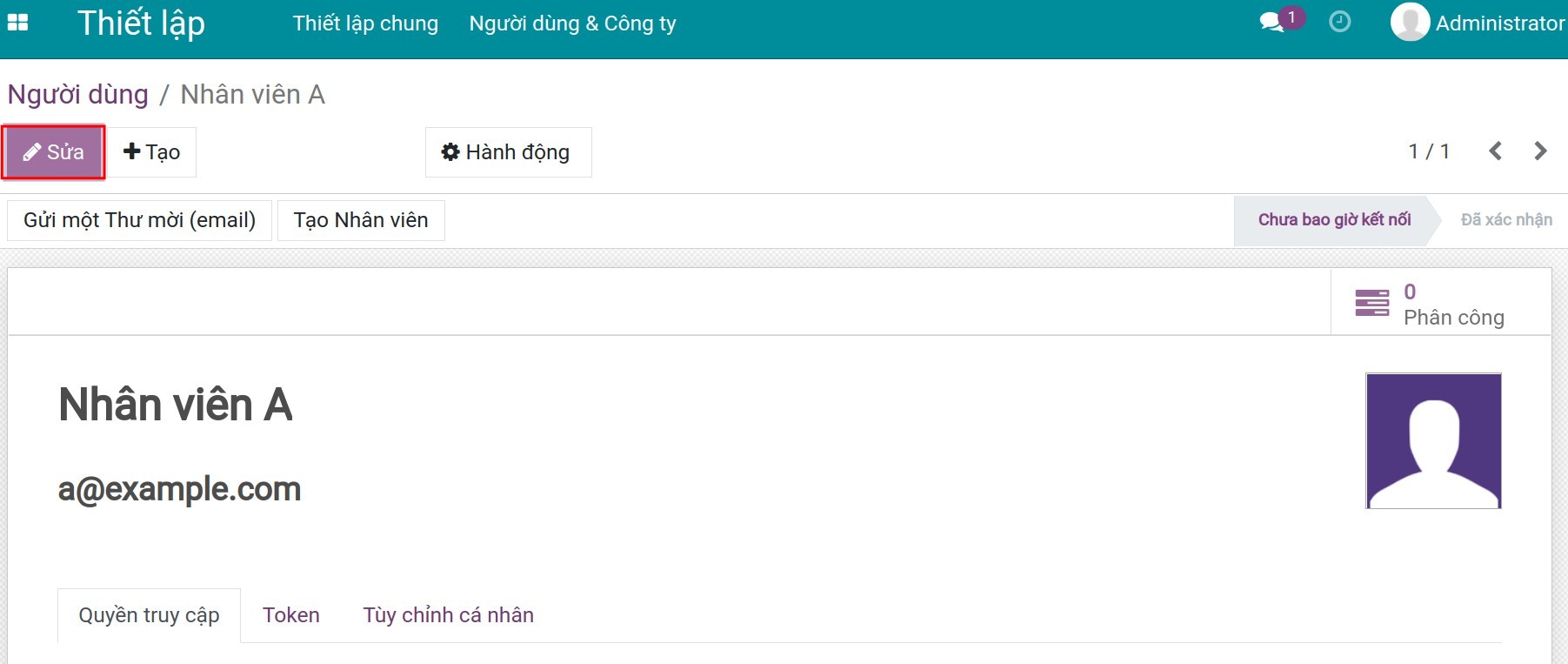 Chọn nhân viên để phân quyền ứng dụng sửa chữa.