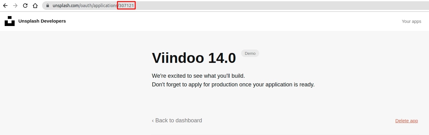 Application ID trong Unsplash