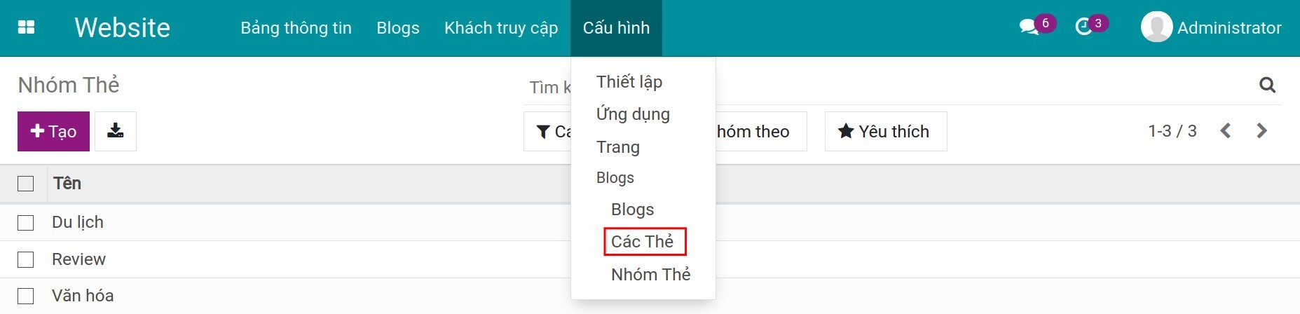 Tạo thẻ mới cho blog