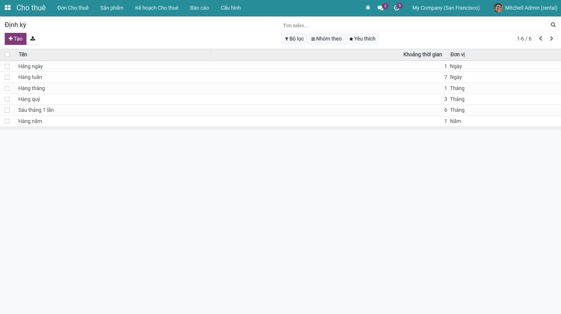 Thiết lập định kỳ
