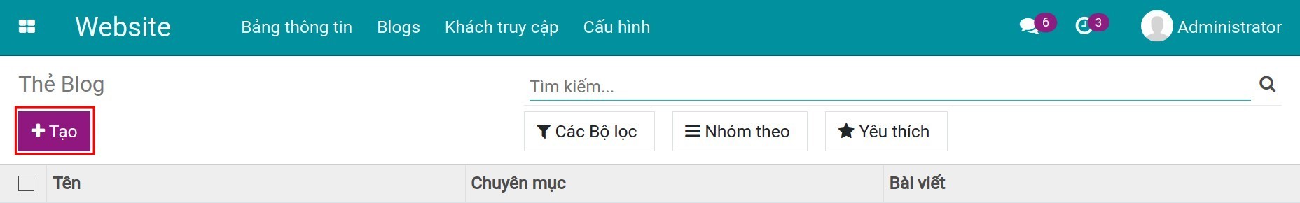 Tạo thẻ mới cho blog