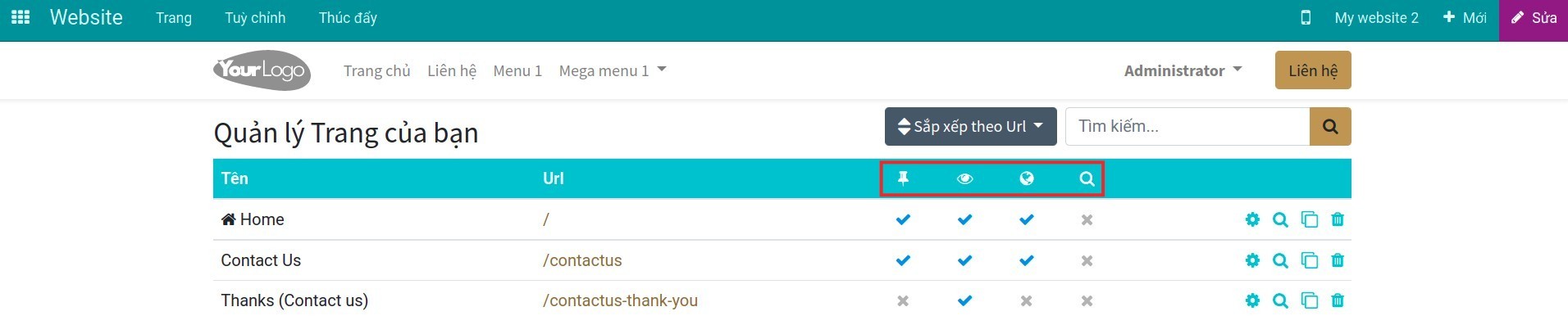 Kiểm trang thuộc tính trang
