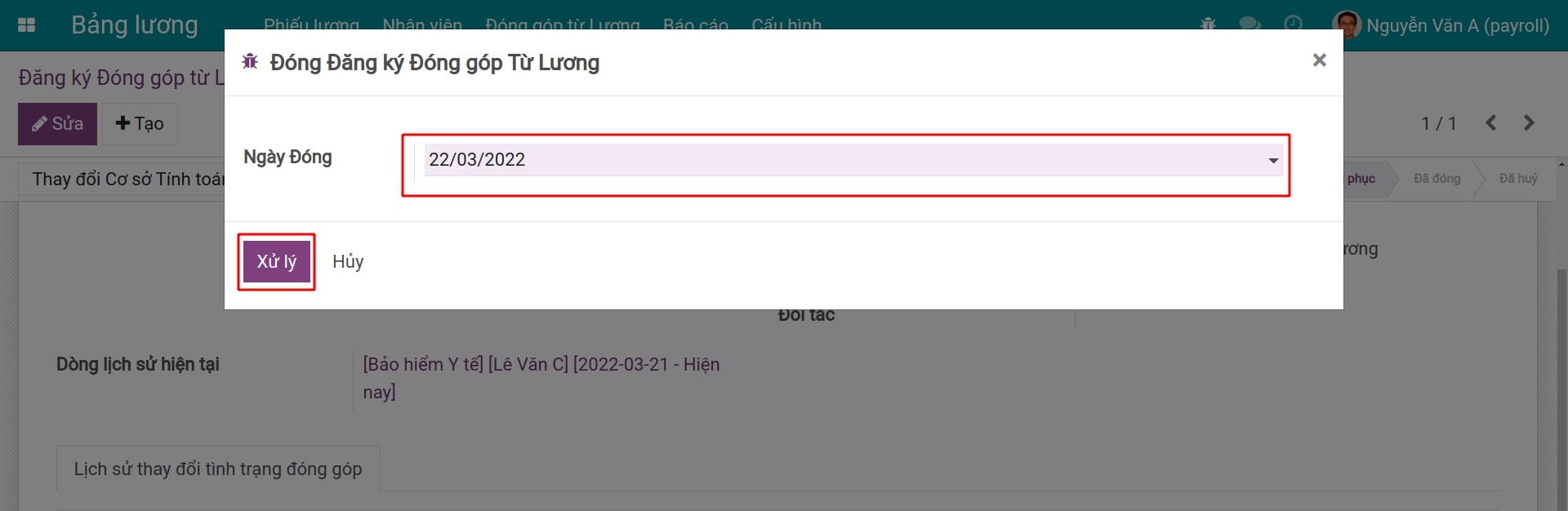 Đóng bản ghi đăng ký đóng bảo hiểm