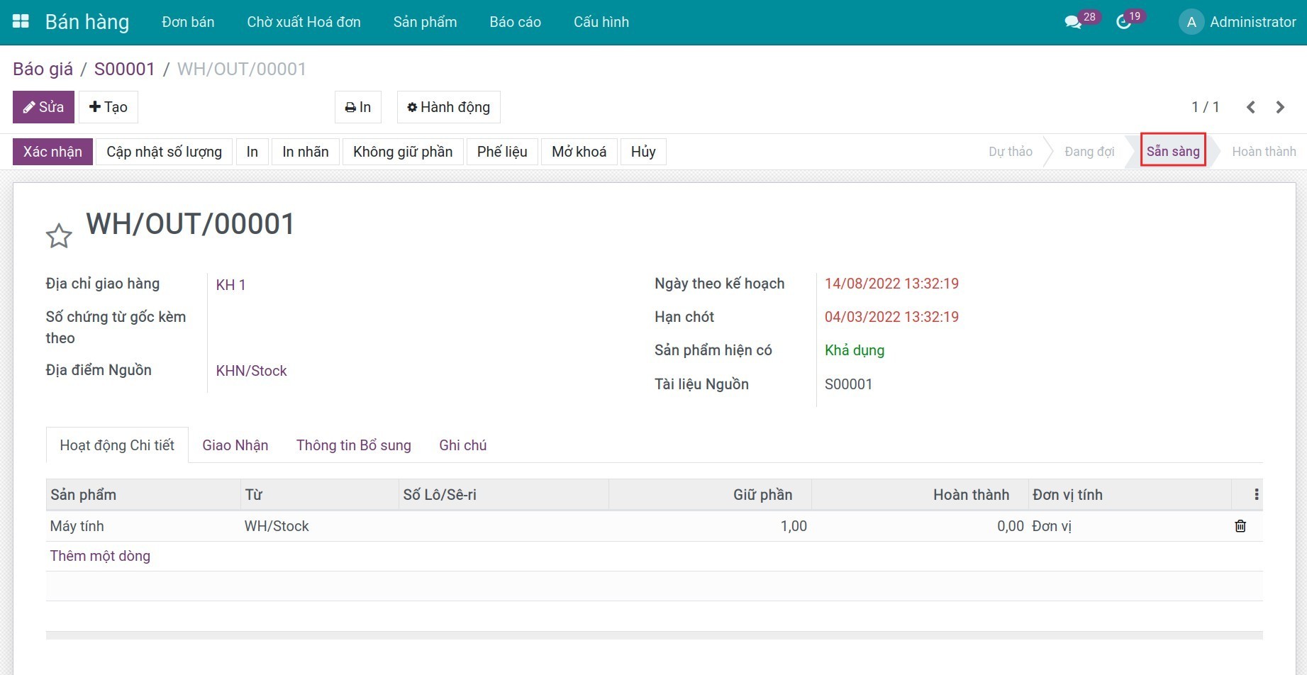 Xác nhận đơn nhận hàng