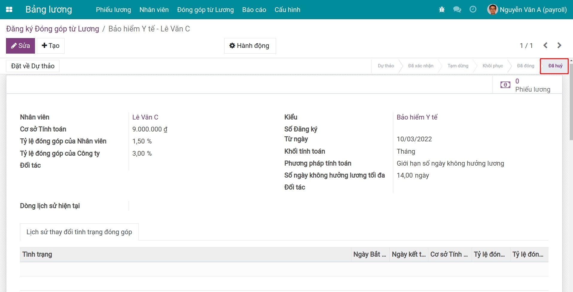 Hủy bản ghi đăng ký đóng bảo hiểm
