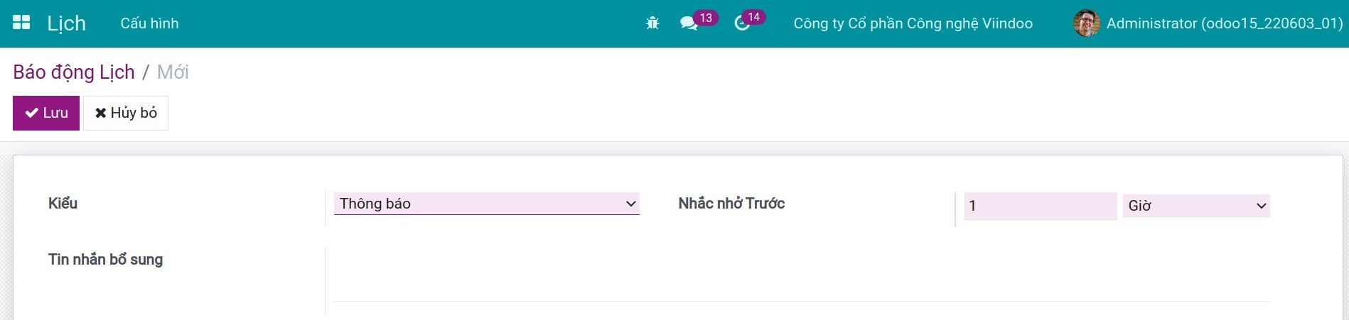 Thông báo nhắc nhở lịch