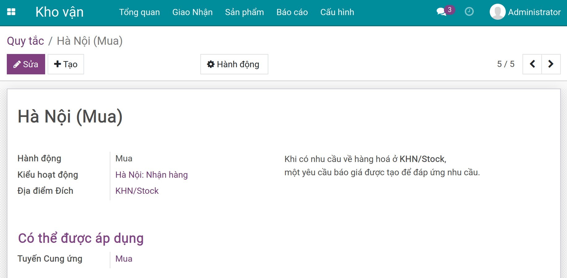 phương thức cung ứng tương ứng Kho vận Viindoo
