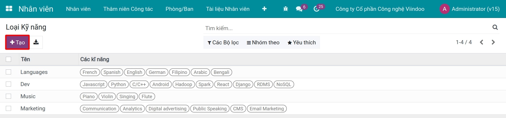 Bấm nút tạo Kiểu kỹ năng